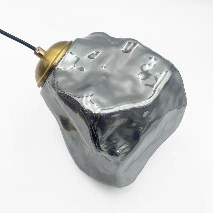 Lámpara colgante con cable CRISTAL 3xE14/15W/230V latón/negro ahumado