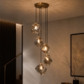 Lámpara colgante con cable CRISTAL 5xE14/15W/230V latón/negro ahumado
