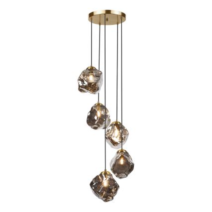 Lámpara colgante con cable CRISTAL 5xE14/15W/230V latón/negro ahumado