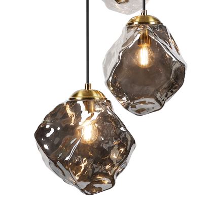 Lámpara colgante con cable CRISTAL 5xE14/15W/230V latón/negro ahumado