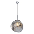 Lámpara colgante con cable CRUMPLED 1xE27/24W/230V Ø 36 cm acabado ahumado