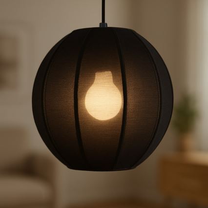 Lámpara colgante con cable DANA 1xE27/15W/230V Ø 25 cm, negra