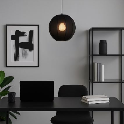 Lámpara colgante con cable DANA 1xE27/15W/230V Ø 25 cm, negra