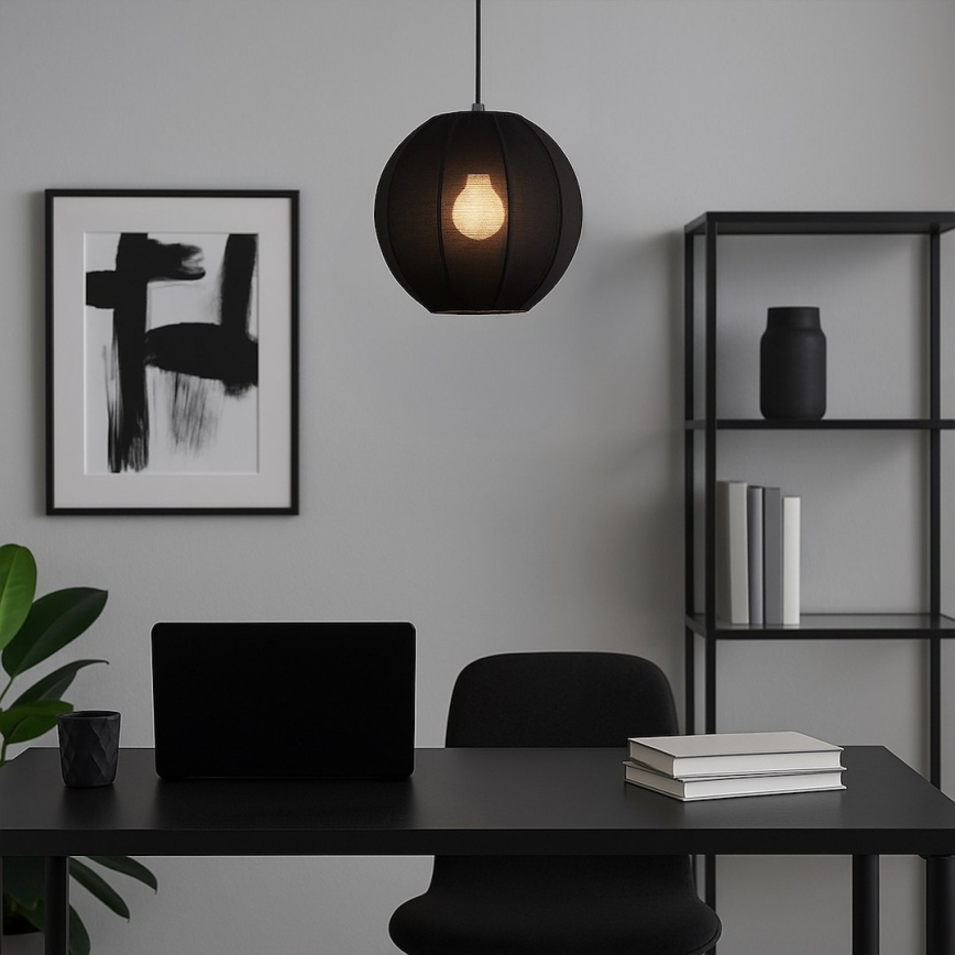 Lámpara colgante con cable DANA 1xE27/15W/230V Ø 25 cm, negra