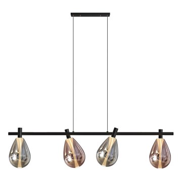 Lámpara colgante con cable DENSO 4xG9/5W/230V cromo negro/cobre