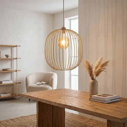 Lámpara colgante con cable DESTELLO 1xE27/15W/230V diámetro 33 cm beige