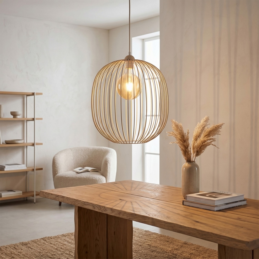 Lámpara colgante con cable DESTELLO 1xE27/15W/230V diámetro 33 cm beige