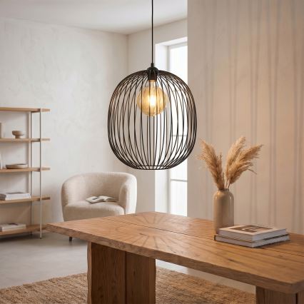Lámpara colgante con cable DESTELLO 1xE27/15W/230V Ø 33 cm negra