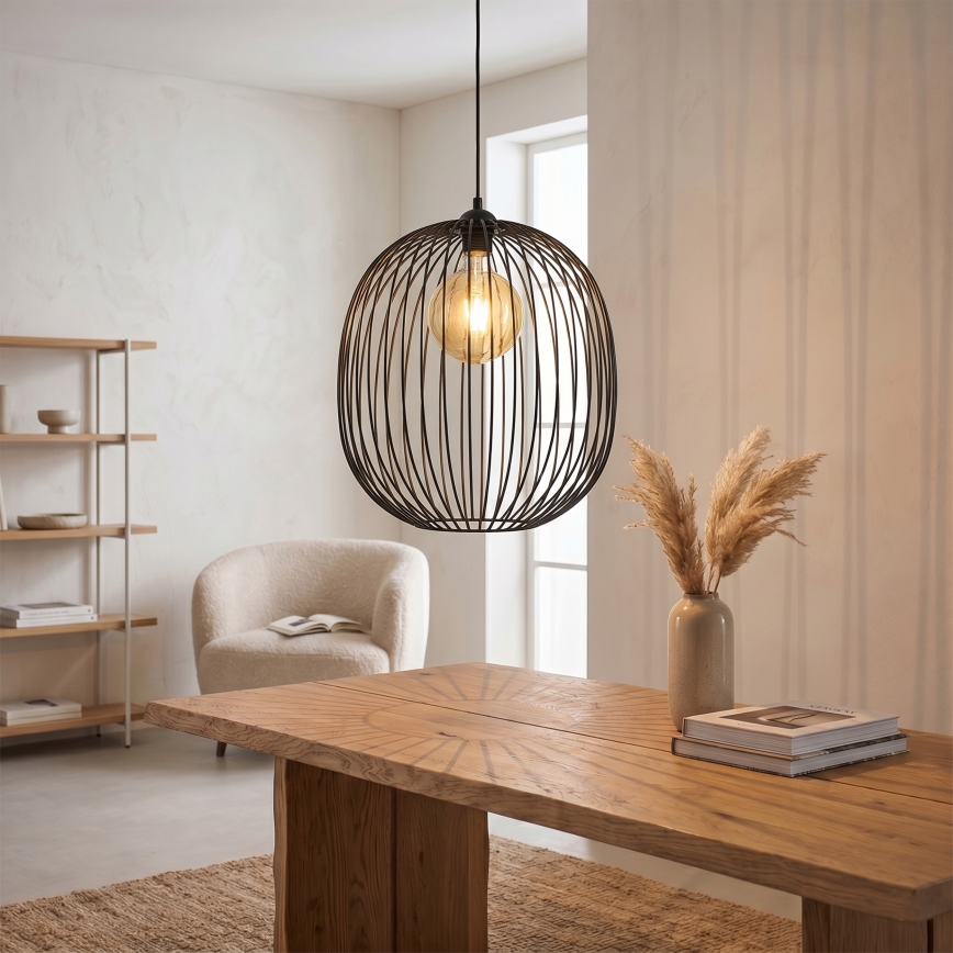 Lámpara colgante con cable DESTELLO 1xE27/15W/230V Ø 33 cm negra