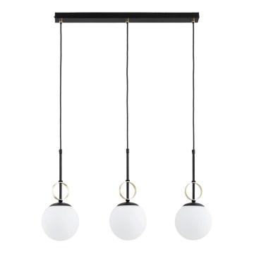 Lámpara colgante con cable DORENA 3xE14/10W/230V negra/dorada