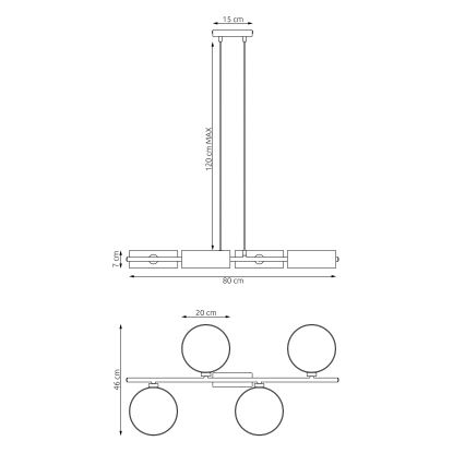 Lámpara colgante con cable DRUMZ 4xE14/10W/230V gris