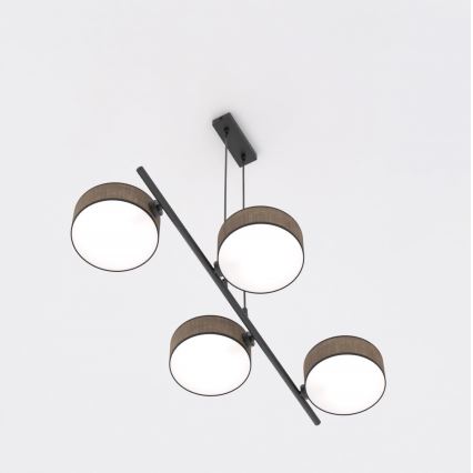 Lámpara colgante con cable DRUMZ 4xE14/10W/230V marrón