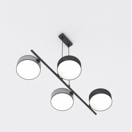 Lámpara colgante con cable DRUMZ 4xE14/10W/230V negra/gris