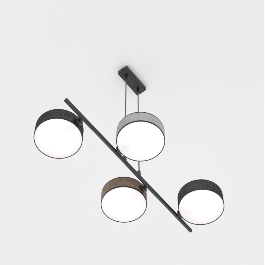 Lámpara colgante con cable DRUMZ 4xE14/10W/230V negro/marrón/gris