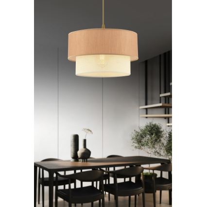 Lámpara colgante con cable ECHO 1xE27/60W/230V marrón/crema