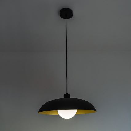 Lámpara colgante con cable ECLIPSE 1xE27/15W/230V negro/dorado