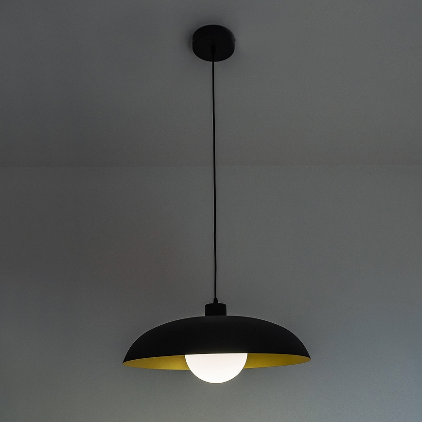 Lámpara colgante con cable ECLIPSE 1xE27/15W/230V negro/dorado