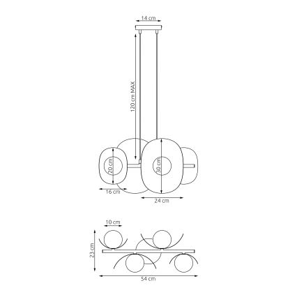 Lámpara colgante con cable ELEMENTI 4xG9/8W/230V negra
