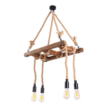 Lámpara colgante con cable EREBOS 4xE27/40W/230V marrón