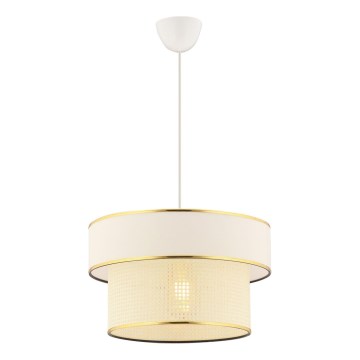 Lámpara colgante con cable ERO 1xE27/60W/230V crema/dorado