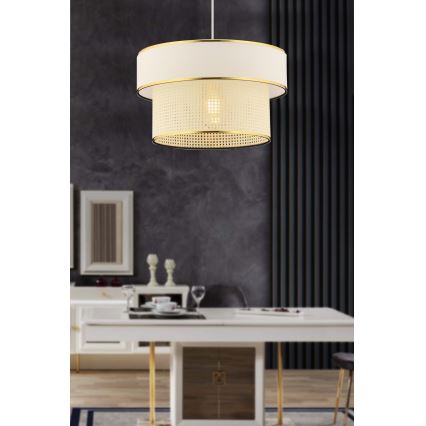 Lámpara colgante con cable ERO 1xE27/60W/230V crema/dorado