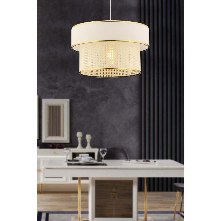 Lámpara colgante con cable ERO 1xE27/60W/230V crema/dorado