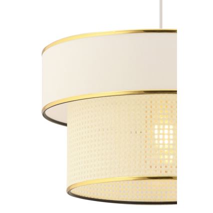 Lámpara colgante con cable ERO 1xE27/60W/230V crema/dorado