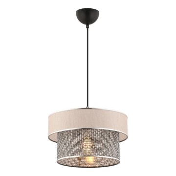 Lámpara colgante con cable ERO 1xE27/60W/230V crema/gris