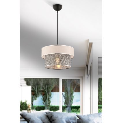 Lámpara colgante con cable ERO 1xE27/60W/230V crema/gris