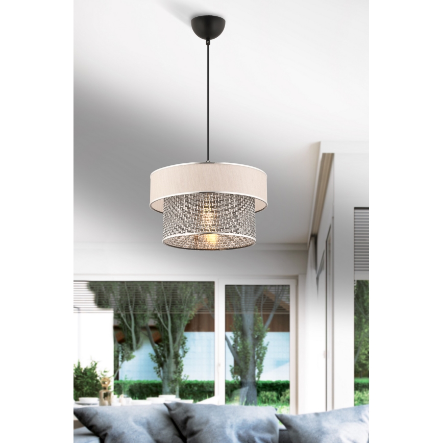 Lámpara colgante con cable ERO 1xE27/60W/230V crema/gris