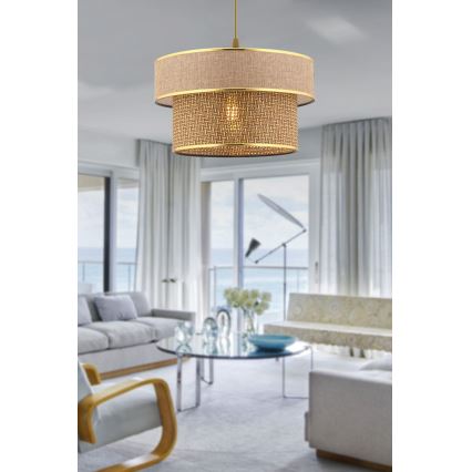 Lámpara colgante con cable ERO 1xE27/60W/230V marrón/dorado