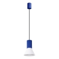 Lámpara colgante con cable ESTRIA 1xE14/10W/230V Ø 14 cm azul