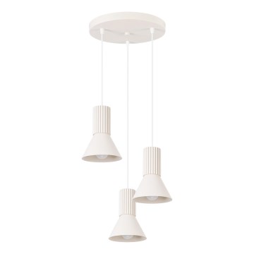 Lámpara colgante con cable ESTRIA 3x E14/10W/230V Ø 30 cm color crema