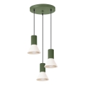 Lámpara colgante con cable ESTRIA 3xE14/10W/230V Ø 30 cm verde