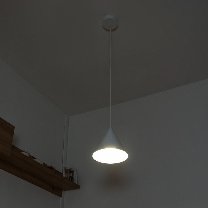 Lámpara colgante con cable ETNA II 1xE27/15W/230V, diámetro 18,5 cm, blanca