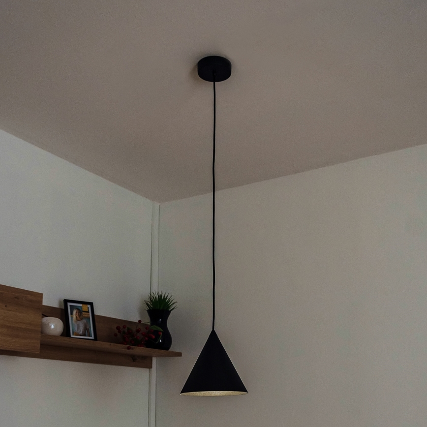 Lámpara colgante con cable ETNA II 1xE27/15W/230V Ø 18,5 cm negra
