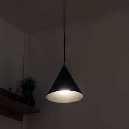 Lámpara colgante con cable ETNA II 1xE27/15W/230V Ø 18,5 cm negra