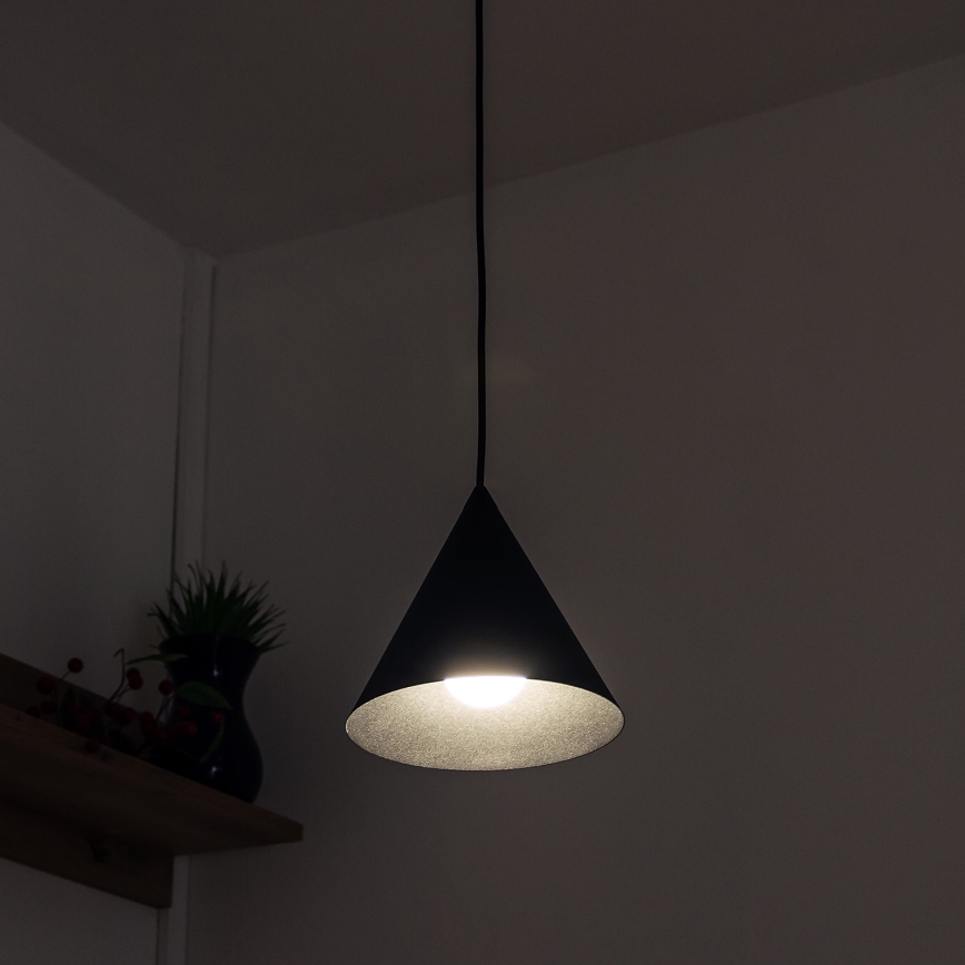Lámpara colgante con cable ETNA II 1xE27/15W/230V Ø 18,5 cm negra