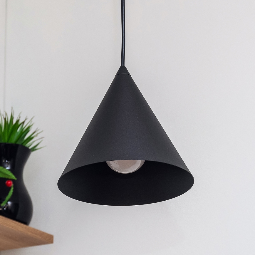 Lámpara colgante con cable ETNA II 1xE27/15W/230V Ø 18,5 cm negra