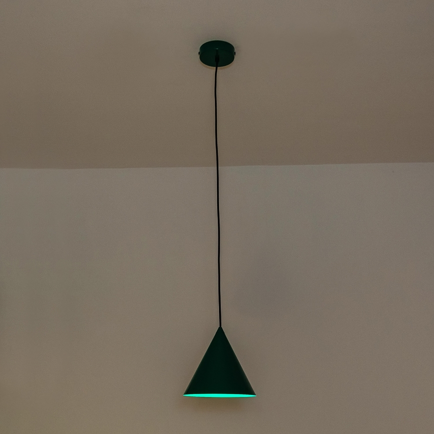 Lámpara colgante con cable ETNA II 1xE27/15W/230V Ø 18,5 cm verde