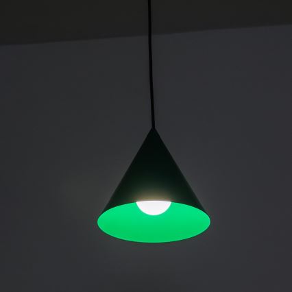 Lámpara colgante con cable ETNA II 1xE27/15W/230V Ø 18,5 cm verde