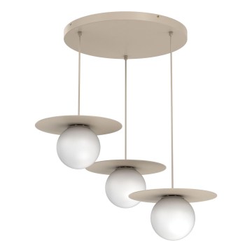 Lámpara colgante con cable FLAT 3xE27/15W/230V beige