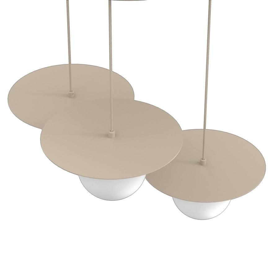 Lámpara colgante con cable FLAT 3xE27/15W/230V beige