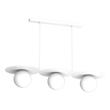 Lámpara colgante con cable FLAT 3xE27/15W/230V blanca