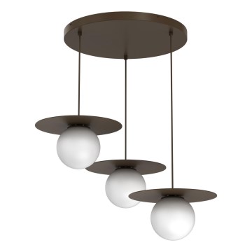 Lámpara colgante con cable FLAT 3xE27/15W/230V marrón