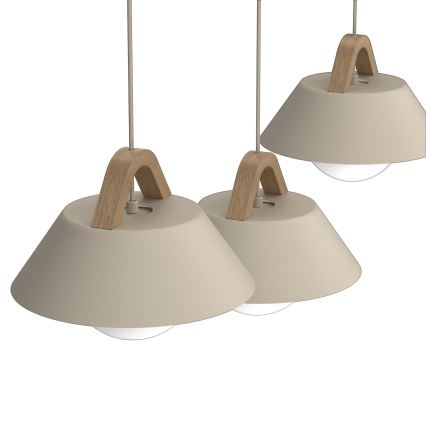 Lámpara colgante con cable FUNDA 3xE27/15W/230V beige
