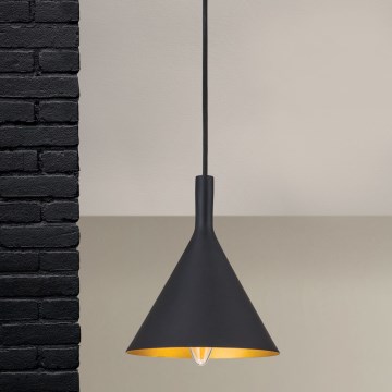 Lámpara colgante con cable GUNDA 1xE14/40W/230V Ø 16,5 cm negro/dorado