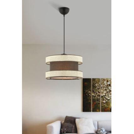 Lámpara colgante con cable HALO 1xE27/60W/230V marrón/crema