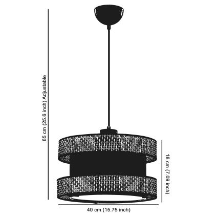 Lámpara colgante con cable HALO 1xE27/60W/230V negro/gris