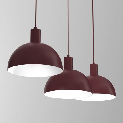 Lámpara colgante con cable HANDA 3xE27/15W/230V burdeos